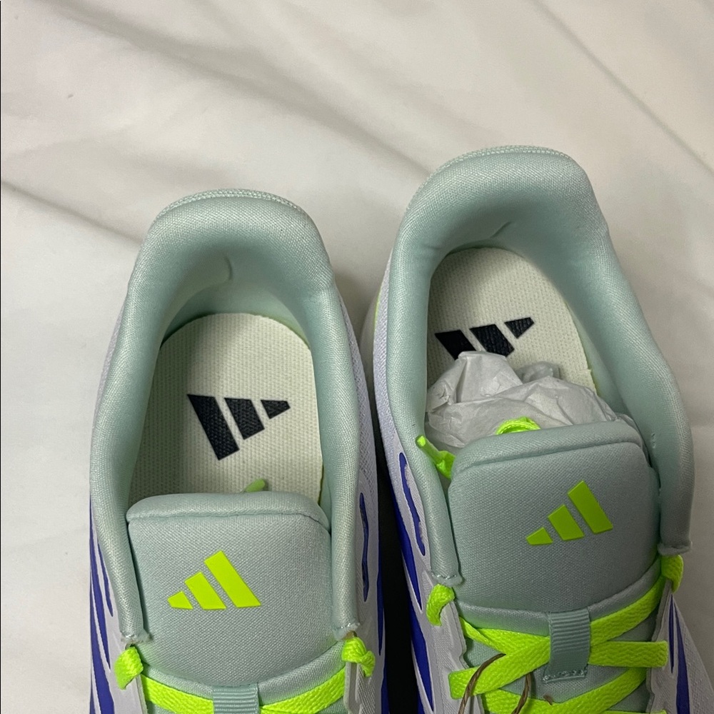 Adidas White with Neon Yellow and Blue Sneakers - Picture 4 of 8